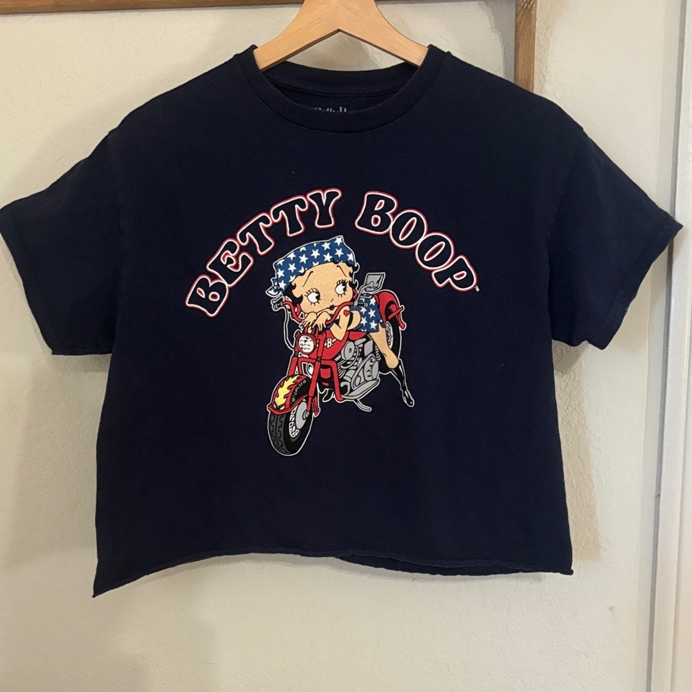 Betty Boop Navy biker Americana T-Shirt